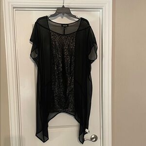 Lane Bryant Black Sequin Sheer Overlay Top. Plus SZ 18/20
